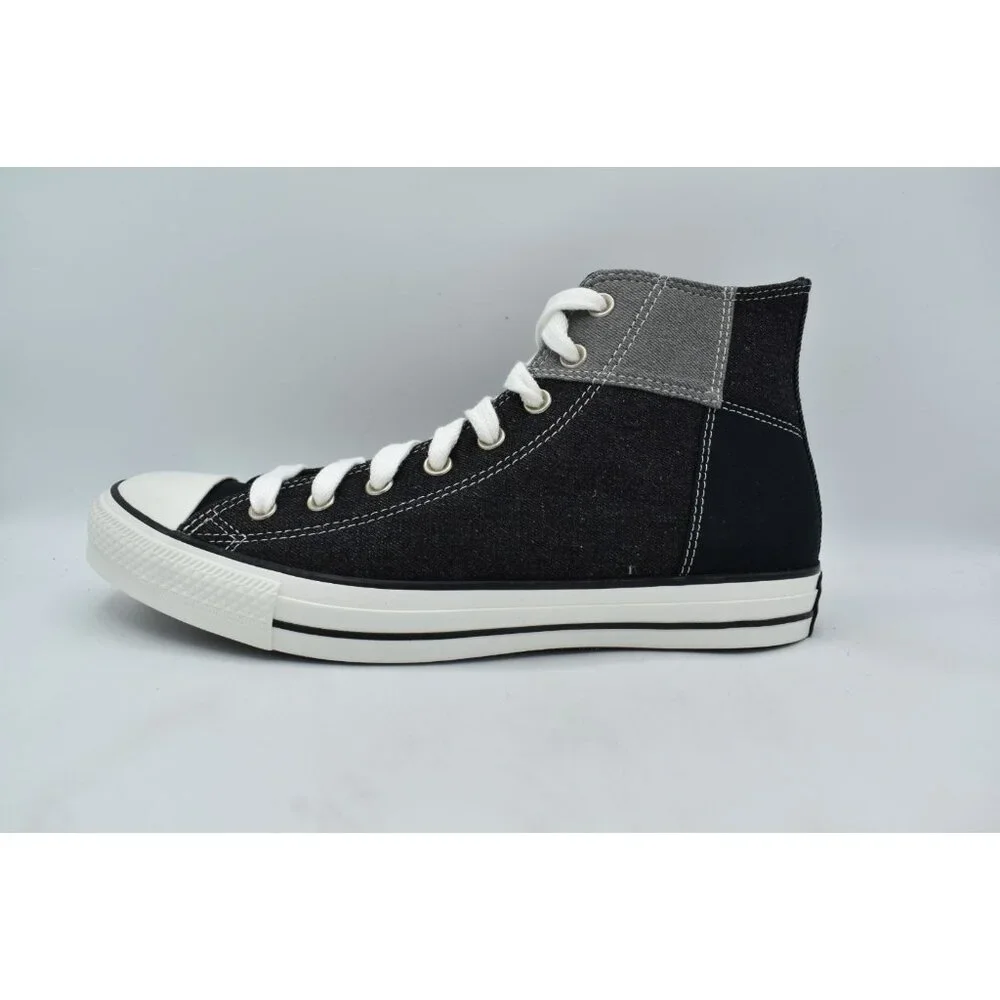 Converse Mens 12 Chuck‎ Taylor All Star Black Grey Patchwork High Top Sneakers